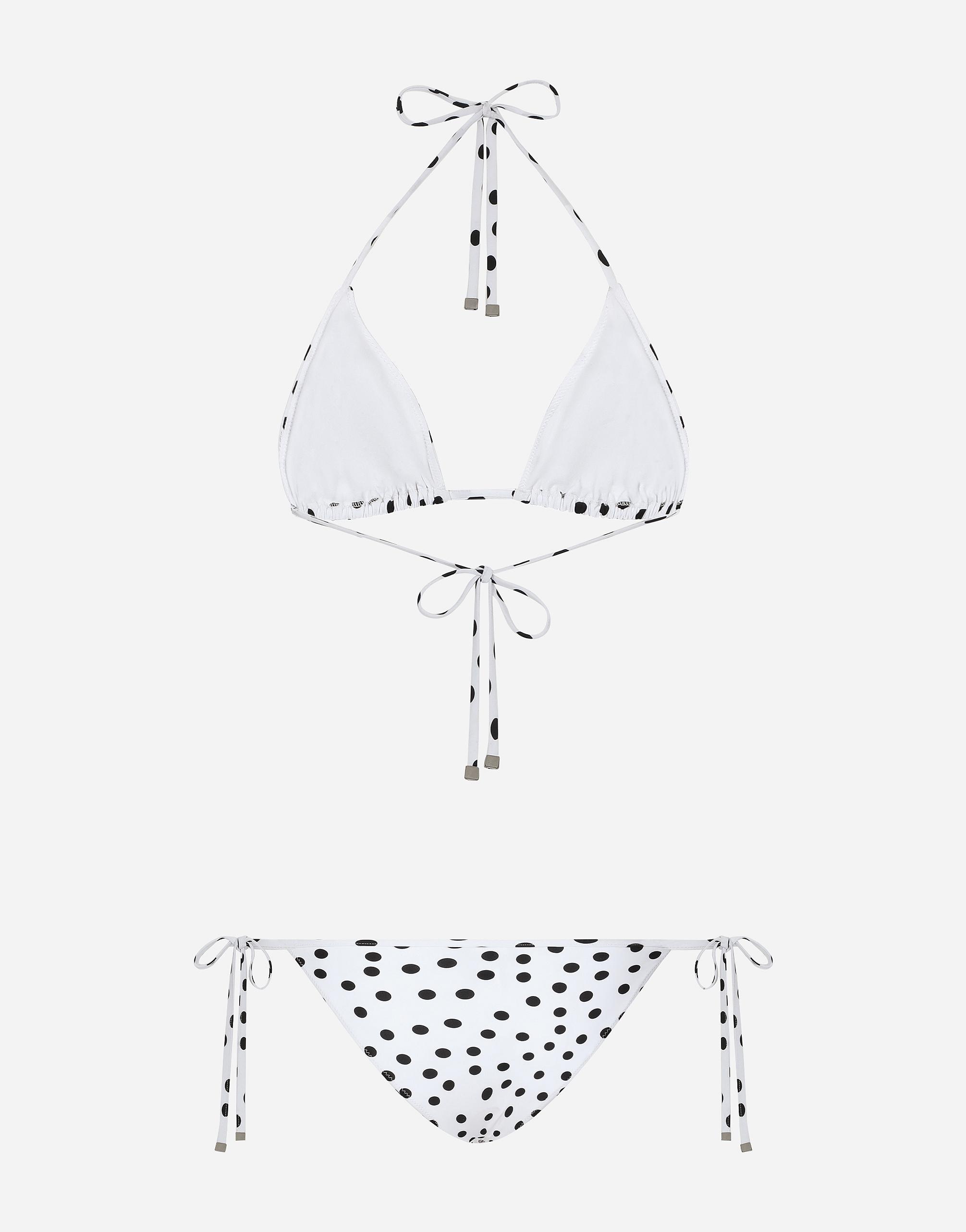 DOLCE & GABBANA Polka Dot-print Triangle-cup Bikini Set In White Product Image