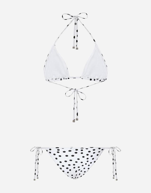 DOLCE & GABBANA Polka Dot-print Triangle-cup Bikini Set In White Product Image