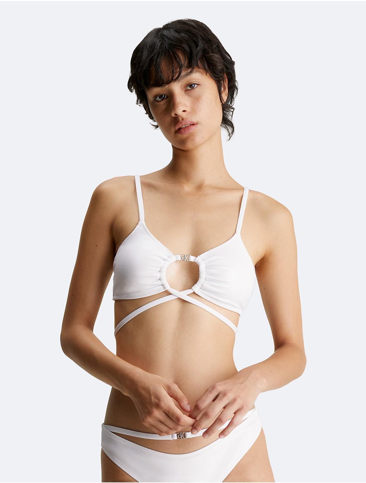 Calvin Klein Womens Strappy Bralette Top - White - XL Product Image