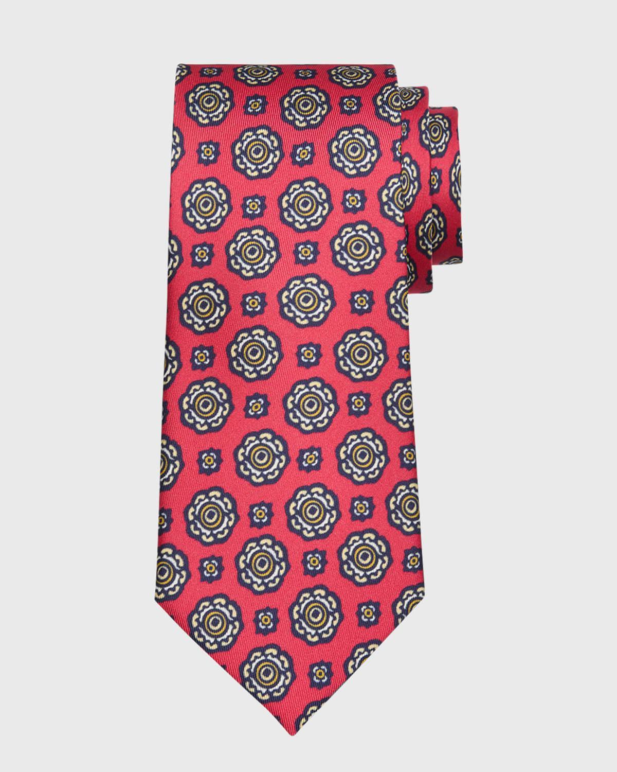 Mens Silk Medallion-Print Tie Product Image