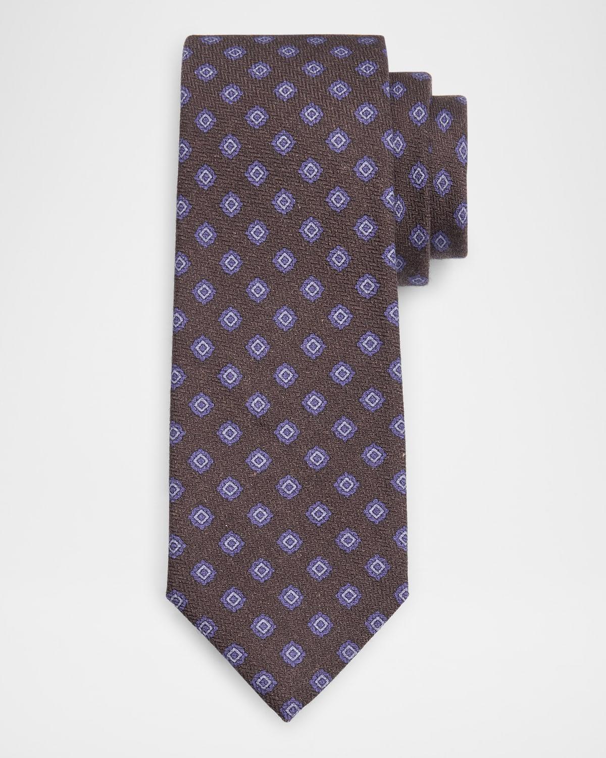 Men's Wool and Silk Printed Square Tie Product Image