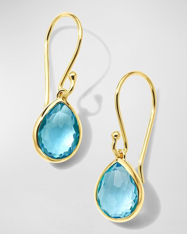 Womens Rock Candy 18K Green Gold & London-Blue-Topaz Teeny Teardrop Earrings Product Image