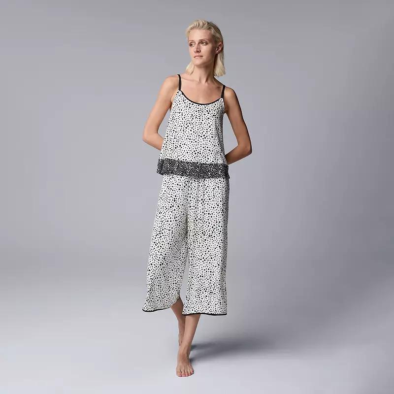 Womens Simply Vera Vera Wang 2-pc. Tank Top & Culotte Pajama Set Grey Floral Product Image