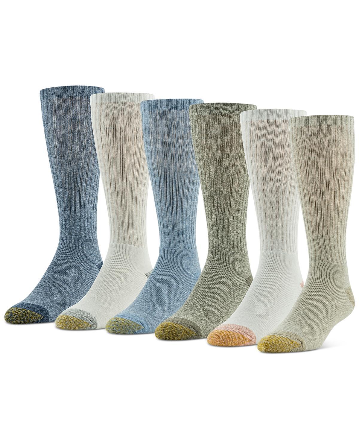 Mens GOLDTOE 6-Pack Harrington Crew Socks Oatmeal Product Image