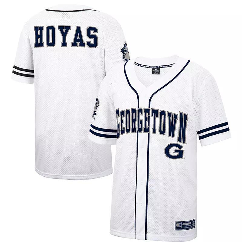 Mens Colosseum White Georgetown Hoyas Free Spirited Mesh Button-Up Baseball Jersey Product Image