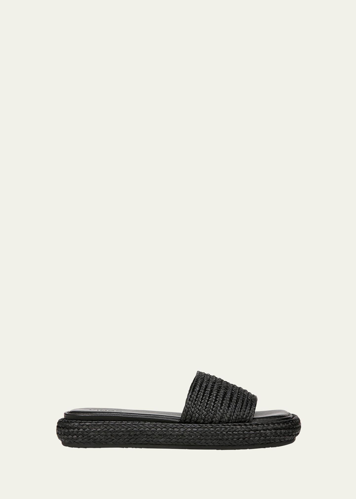 Eva Raffia Easy Slide Sandals In Black Product Image