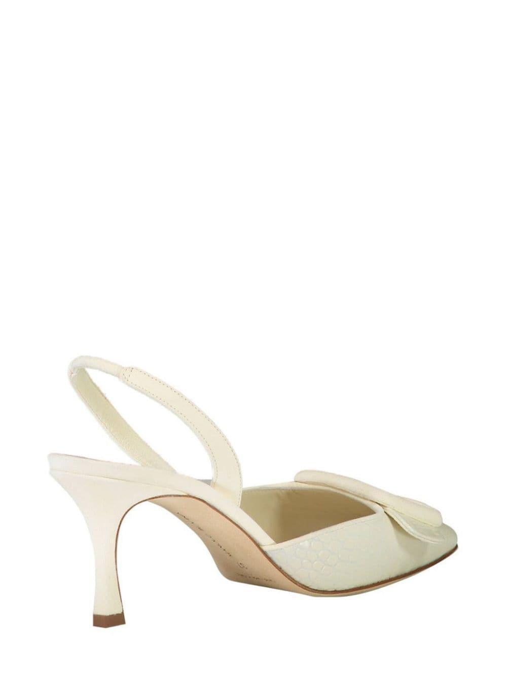 MANOLO BLAHNIK 70mm Maysli Slingback Pumps In Dark Cream Product Image