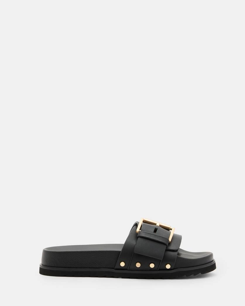 Ellie Studded Buckle Leather Slides Product Image