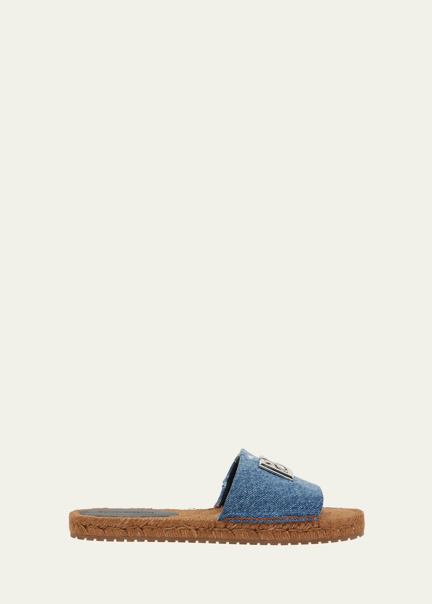 DG Medallion Denim Flat Espadrille Sandals Product Image