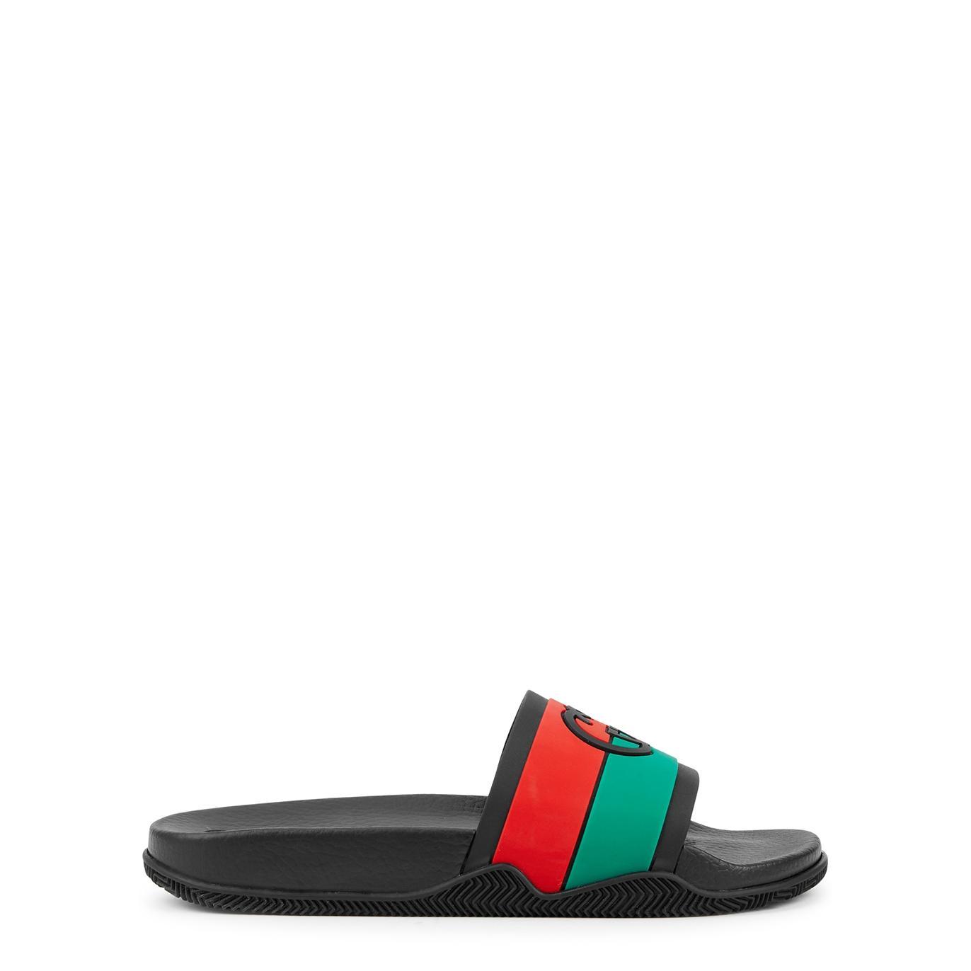 Gucci Agrado Logo Rubber Sliders - Black - 11 Product Image