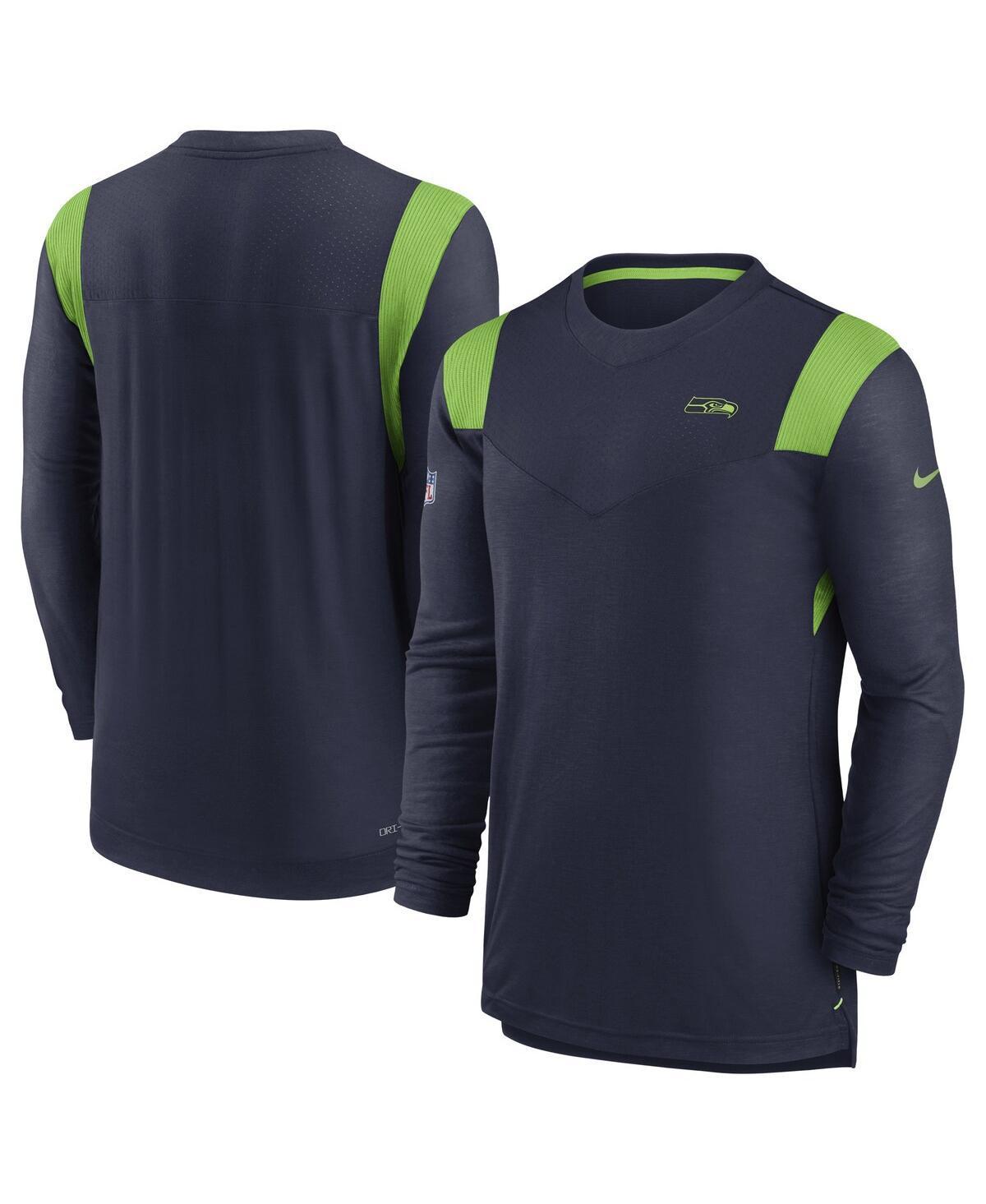 Mens Nike College Navy Seattle Seahawks Sideline Tonal Logo Performance Player Long Sleeve T-shirt Product Image