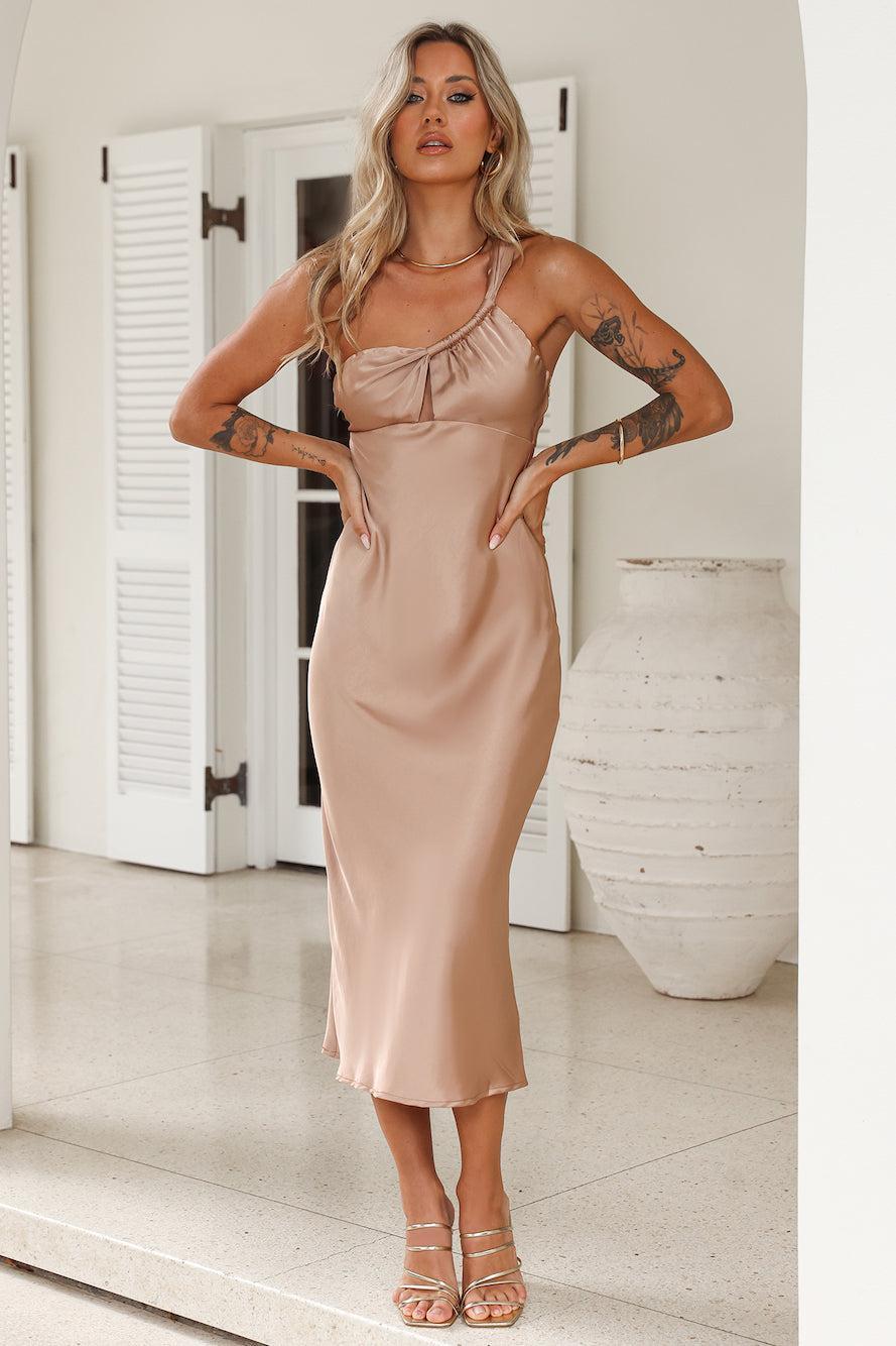 Your Truth Satin Maxi Dress Brown Product Image