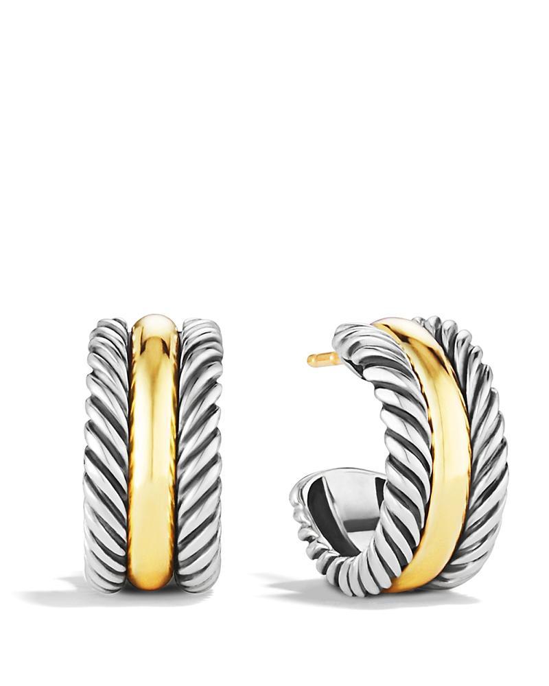 Womens Cable Collectibles Huggie Hoop Earrings in Sterling Silver with 14K Yellow Gold Product Image