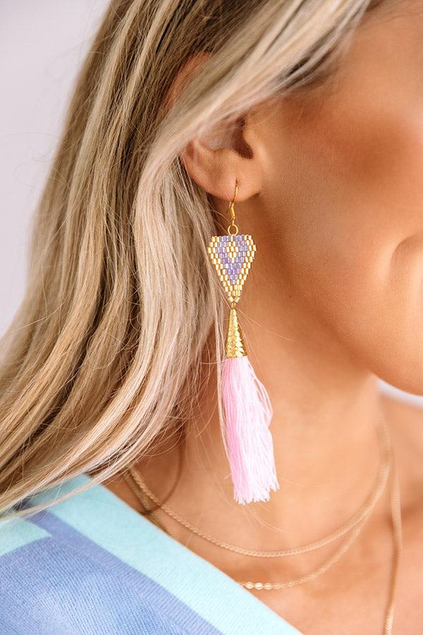 Sweet On Summer Tassel Earrings In Pink Product Image