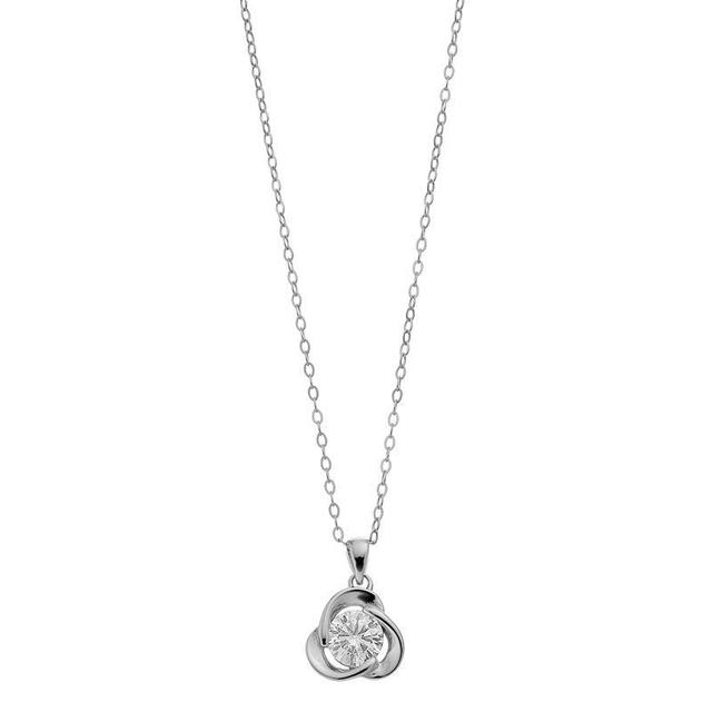 Stella Valentino Sterling Silver 1 Carat T.W. Lab-Created Moissanite Flower Swirl Pendant Necklace, Womens Product Image