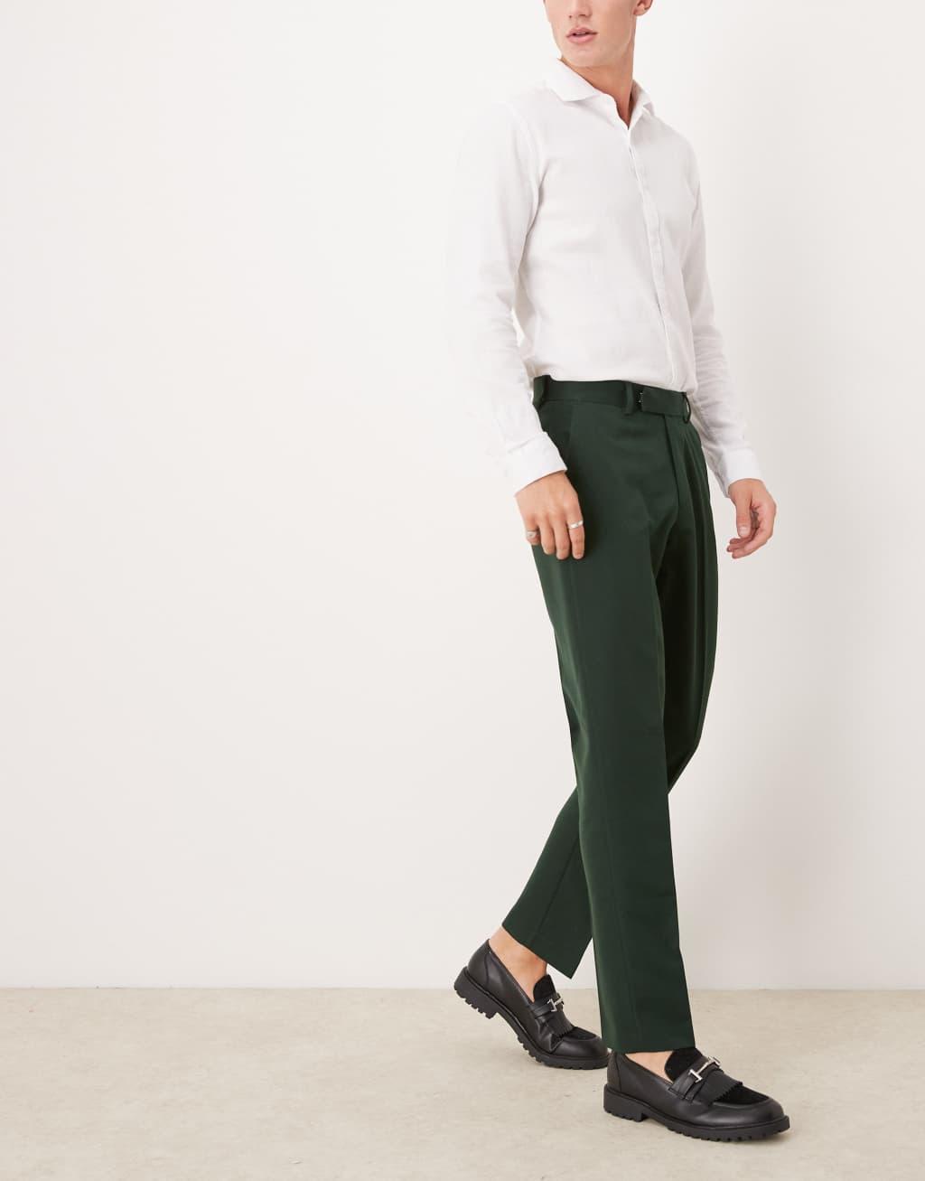 ASOS DESIGN smart slim fit pants in dark green Product Image