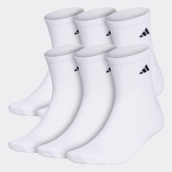 adidas Mens adidas Athletic 6-Pack Cushioned Quarter Socks - Mens White/Black Product Image