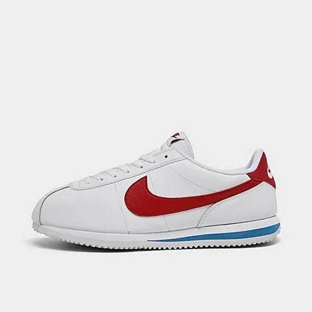 NIKE Men's Classic Cortez Leather Casual Sneakers From Finish Line In White/varsity Red/varsity Blue Product Image