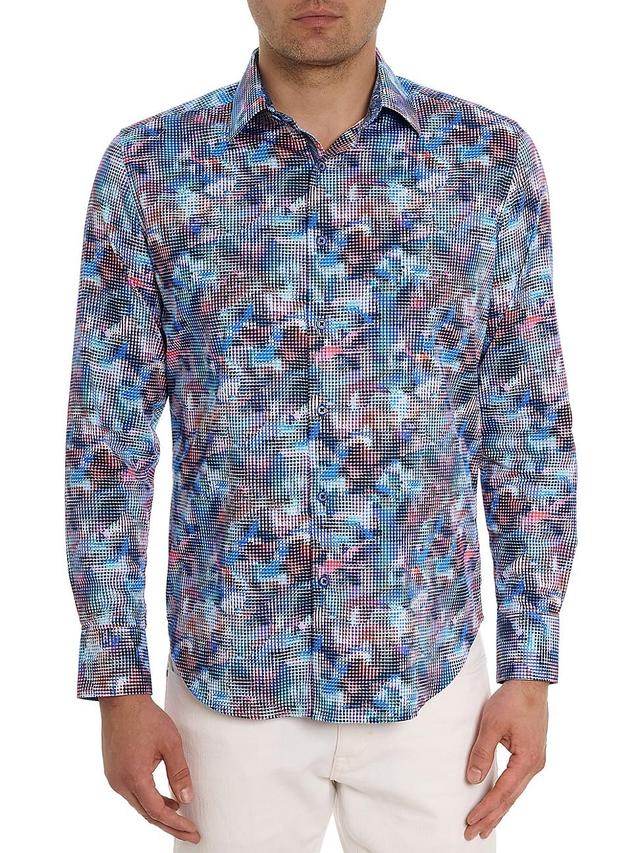 Robert Graham Outer Banks Dot Print Stretch Cotton Button-Up Shirt Product Image