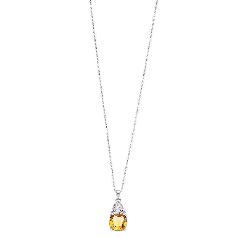 SIRI USA by TJM Lab-Created Citrine & Cubic Zirconia Pendant Necklace, Womens Sterling Product Image