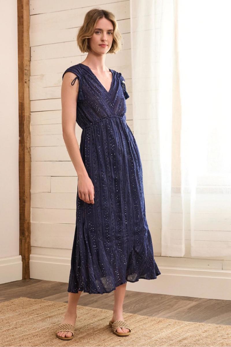 Millie Dress - Navy Sequin Stripes Product Image