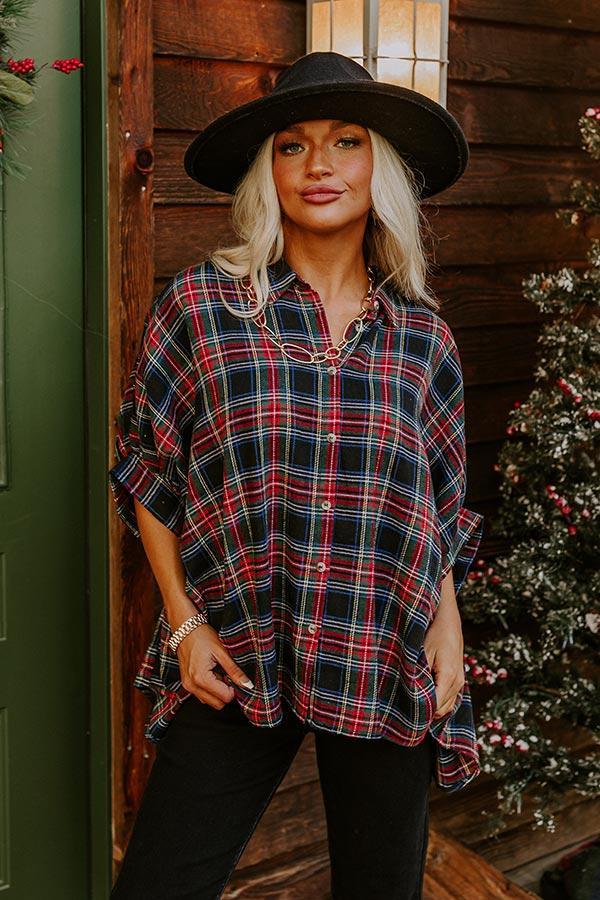 So Plaid You're Mine Button Up in Black Product Image