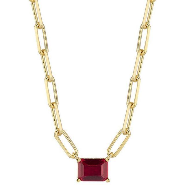 Sunkissed Sterling 14k Gold Over Silver Cubic Zirconia Pendant Necklace, Womens Gold Tone Red Product Image