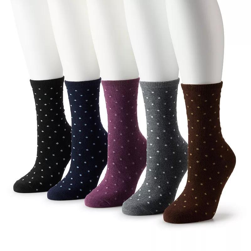 Womens Sonoma Goods For Life Pin Dots 5-Pack Crew Socks Product Image