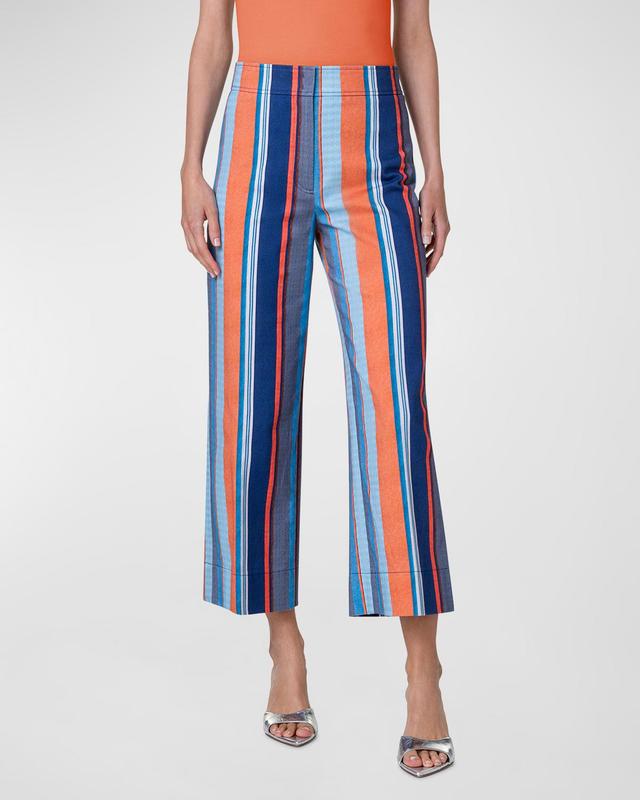 Womens Chieko Stripe Stretch Wide Crop Pants Product Image