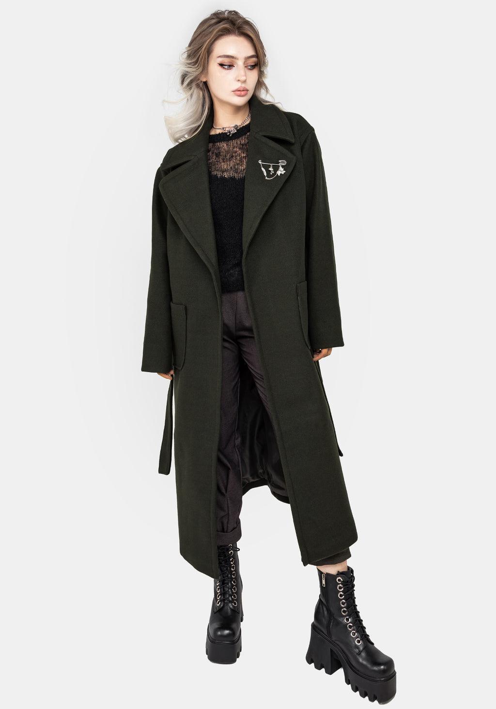 Meltdown Oversized Coat with Brooch - Green Product Image