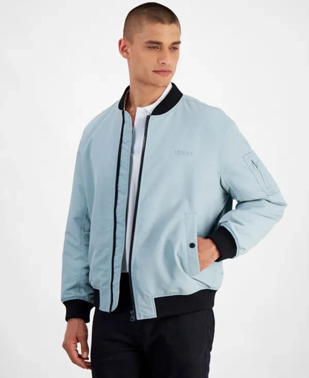 Hugo By  Men's Baken2435 Slim-fit Satin Bomber Jacket In Light Blue Product Image