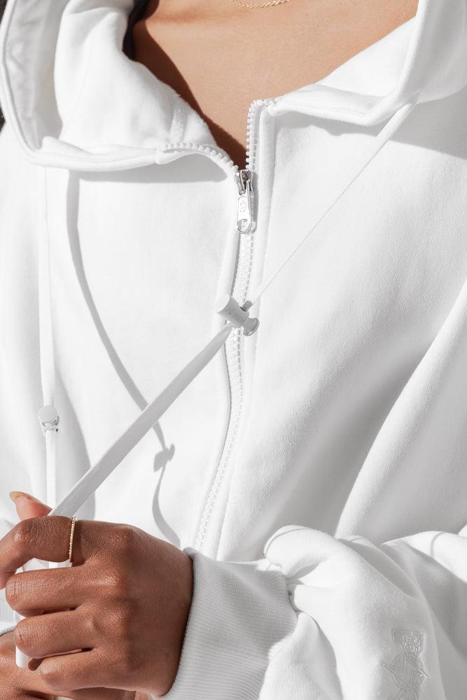 Zip Cloud Hoodie - White  Product Image