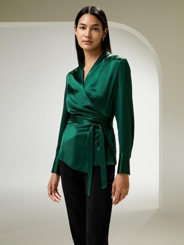 Silk Wrap Blouse Product Image