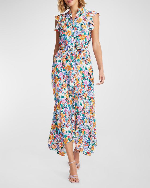 Sadie Floral-Print Ruffle-Trim Maxi Dress Product Image