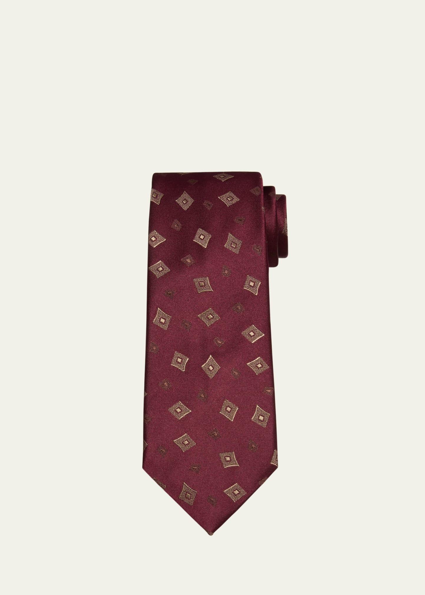 Mens Freeform Squares Jacquard Silk Tie Product Image