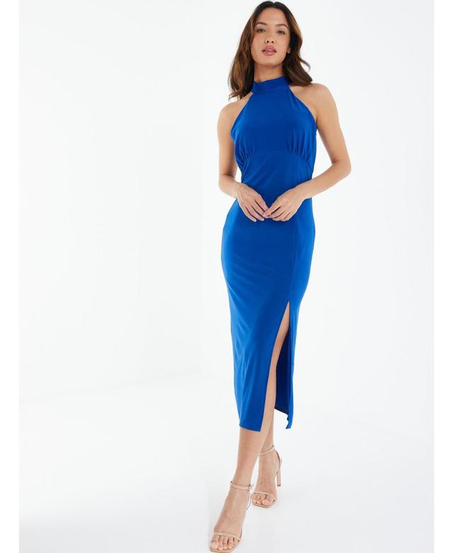 Quiz Womens Royal Blue Halter Neck Midi Dress Product Image