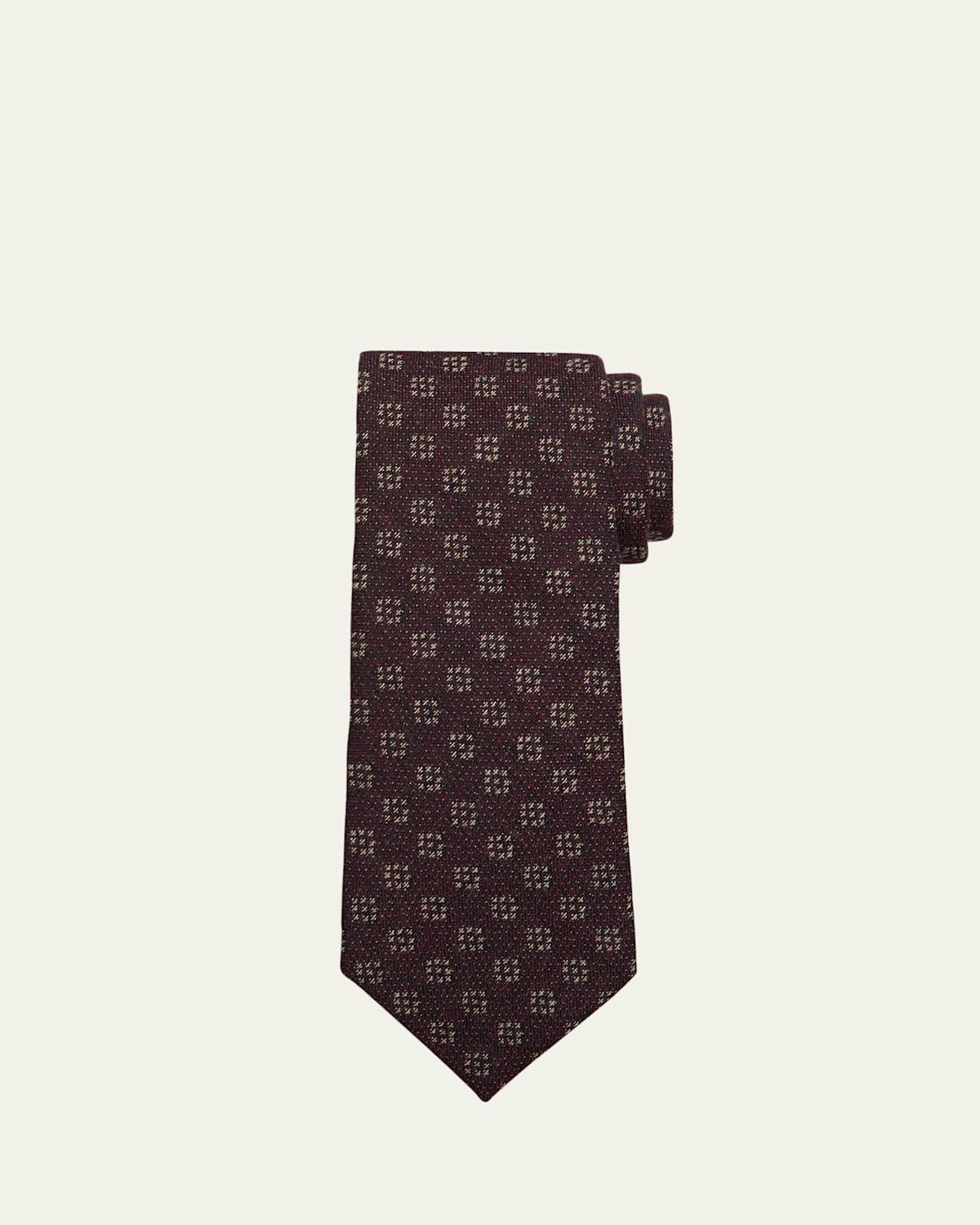 Mens Wool-Silk Geometric Jacquard Tie Product Image