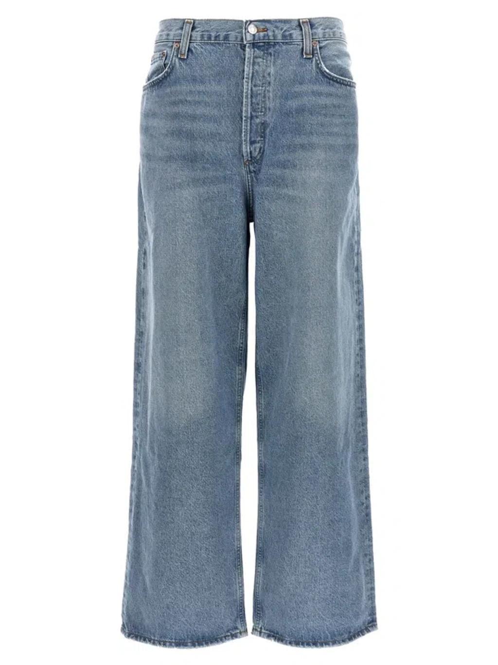 Low Slung Baggy Wide-leg Jeans In Blue product image