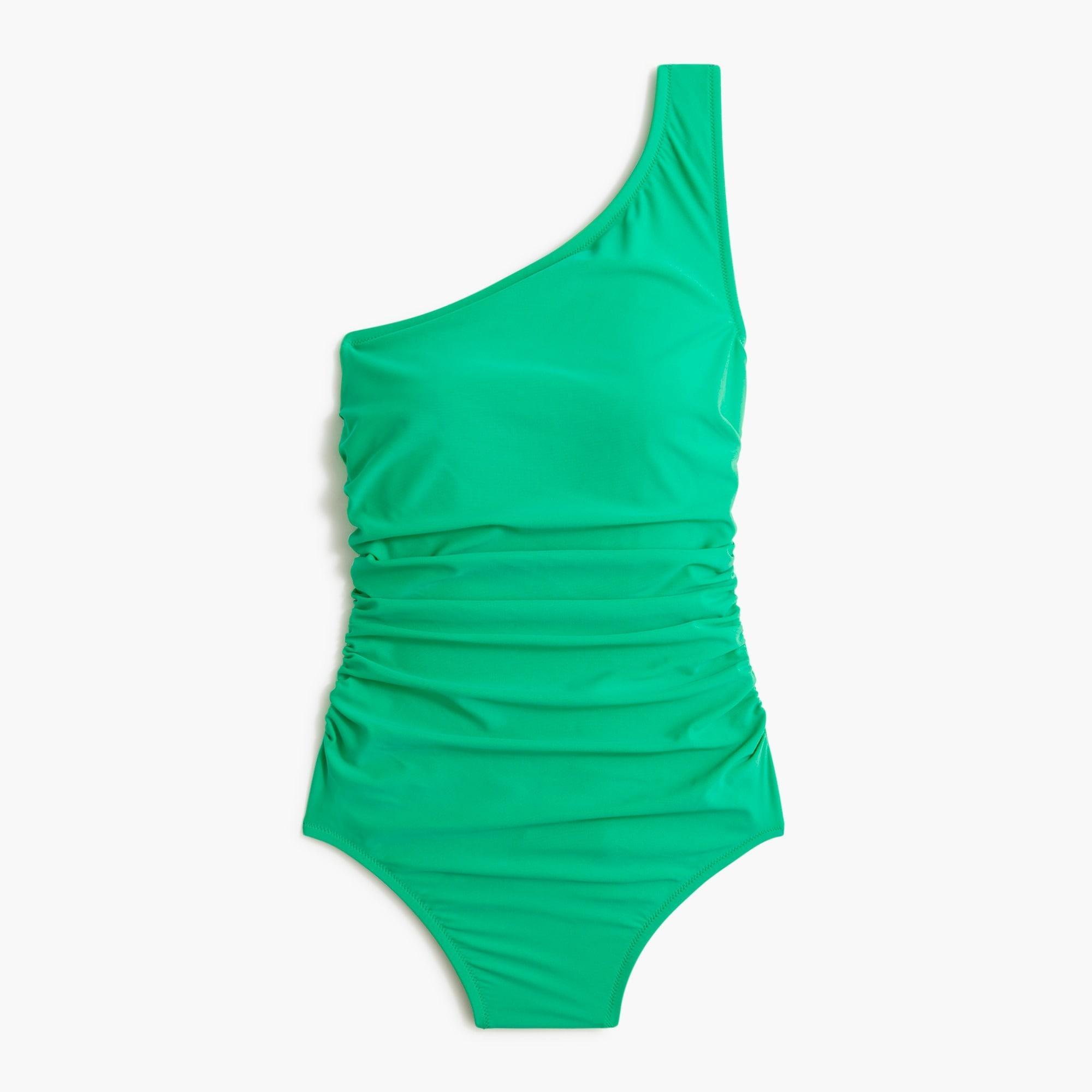 One-shoulder ruched one-piece swimsuit Product Image