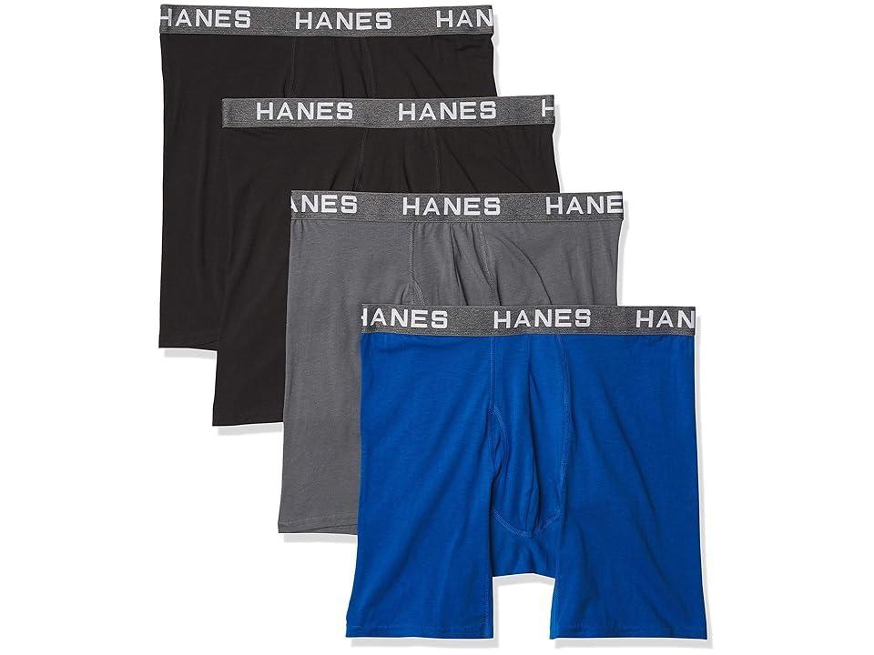 Mens Hanes Ultimate ComfortFlex Fit 4-pack Boxer Briefs Black Gray Product Image