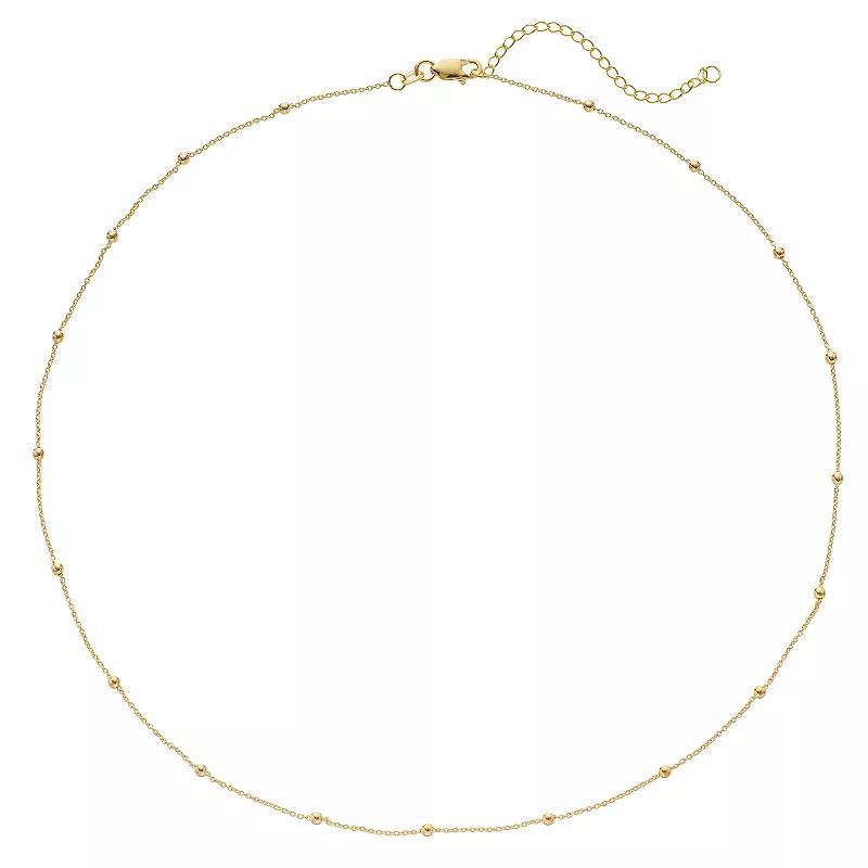 14k Gold Bead Station Necklace, Womens Yellow Product Image