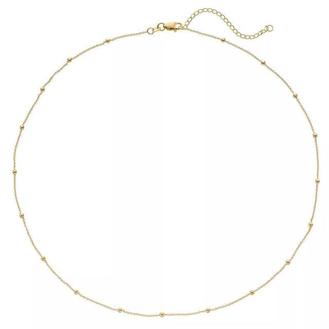 14k Gold Bead Station Necklace, Womens Product Image