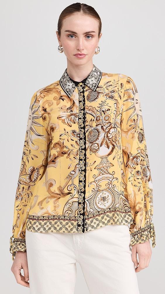 alice + olivia Willa Blouson Tie Sleeve Top | Shopbop Product Image