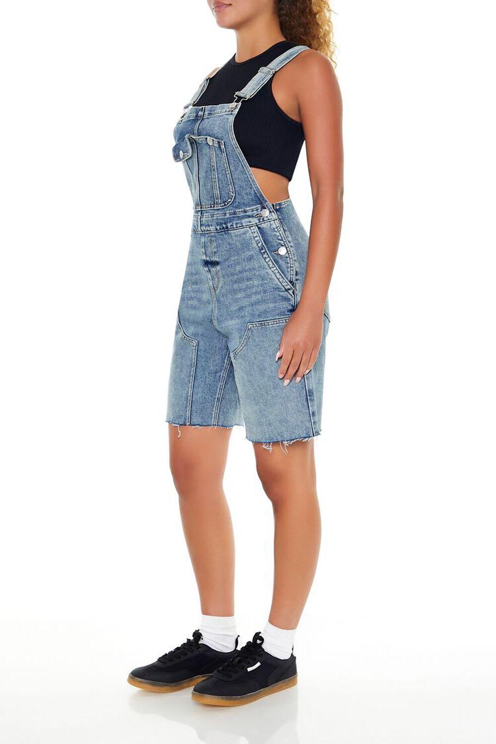 Raw-Cut Denim Overall Shorts | Forever 21 Product Image