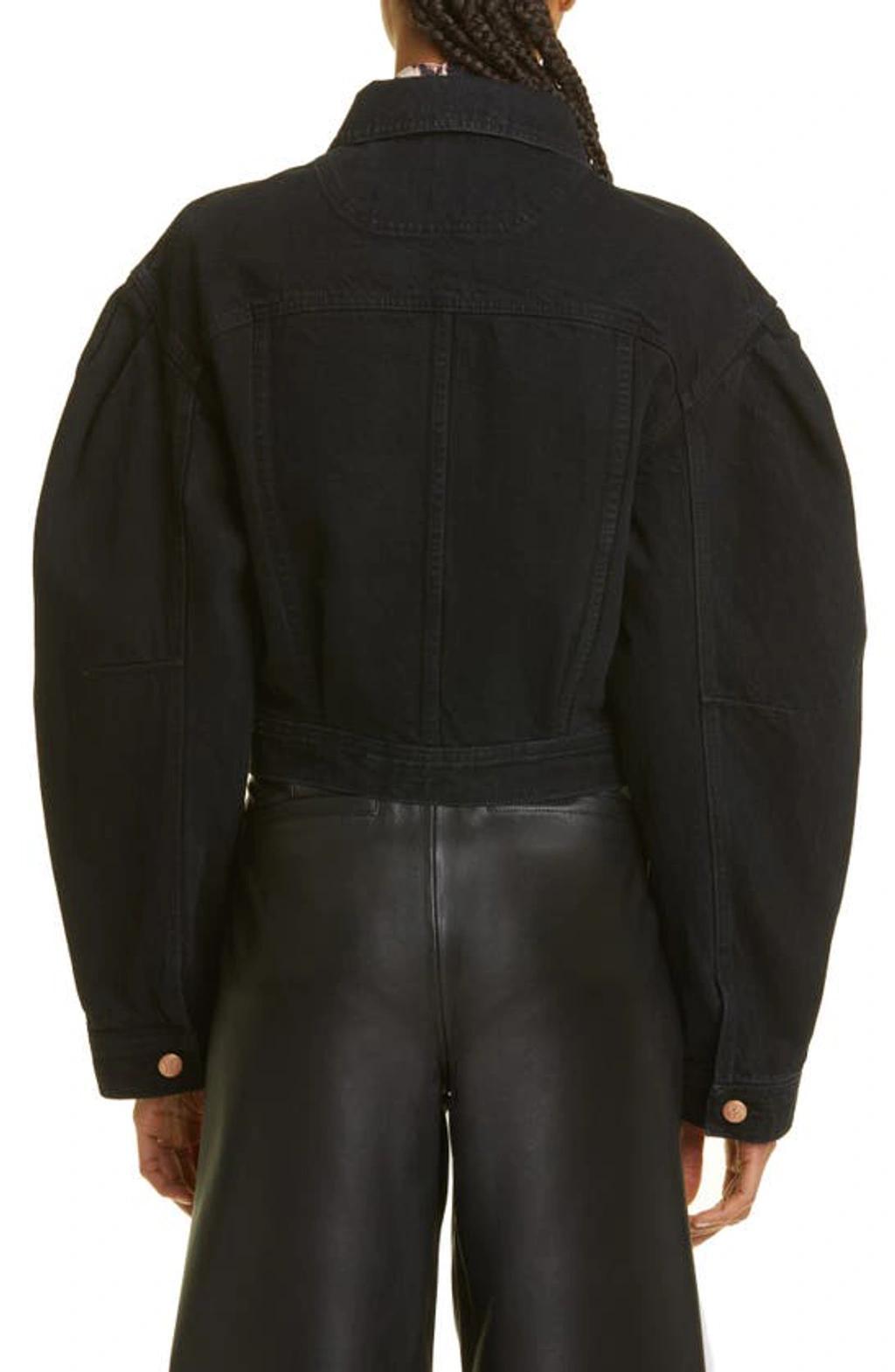 The Cosette Cropped Denim Jacket In Noir Wash Product Image