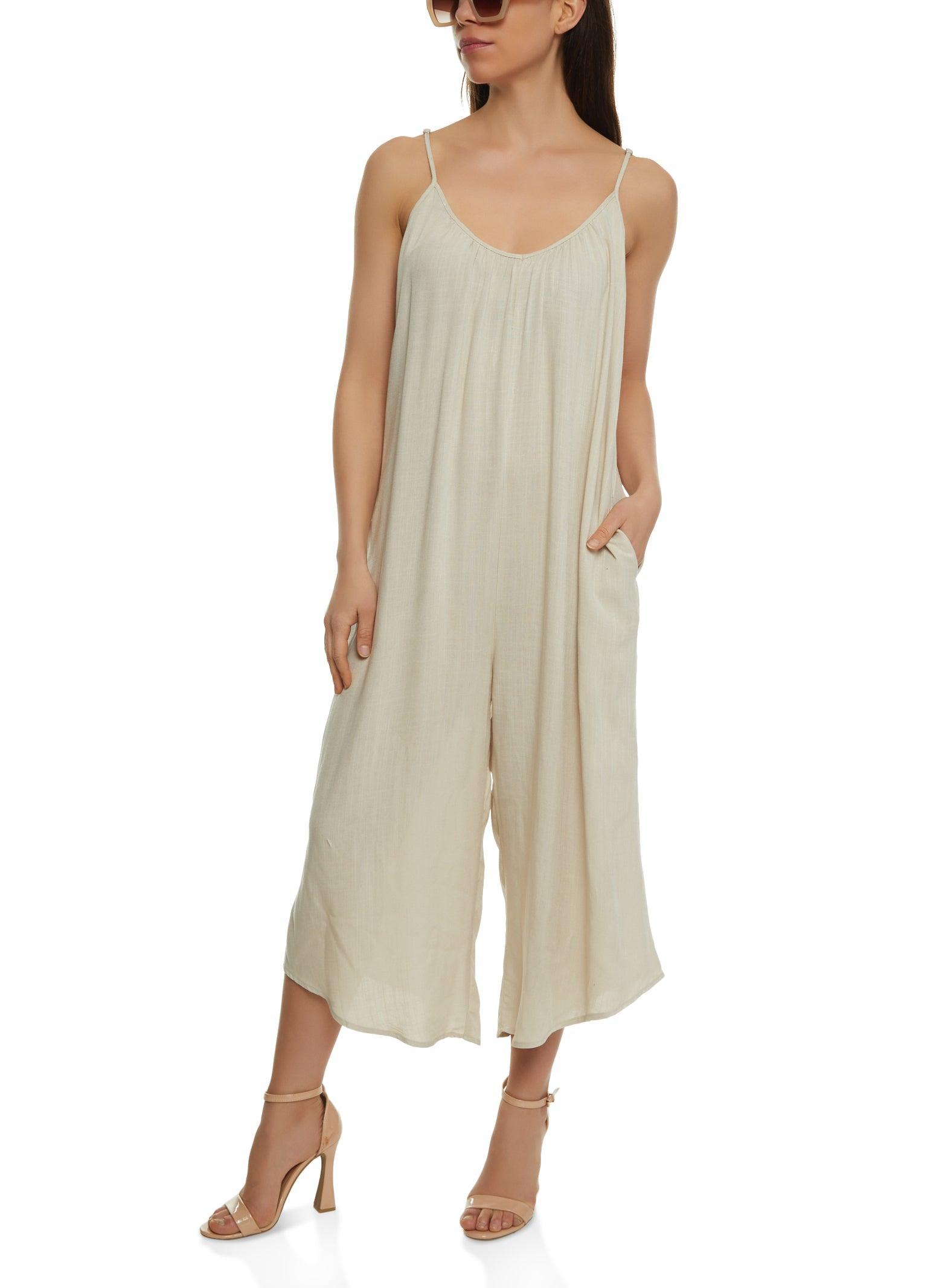 Womens Cropped Wide Leg Jumpsuit Product Image