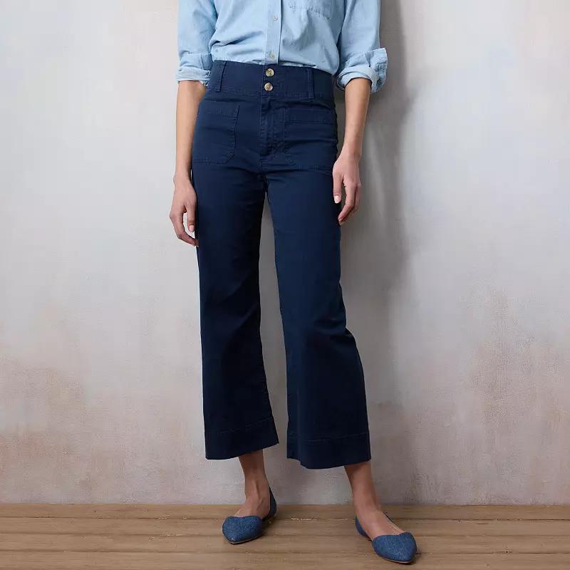 Womens LC Lauren Conrad Super High Rise Wide Leg Crop Pants Mineral Blue Product Image