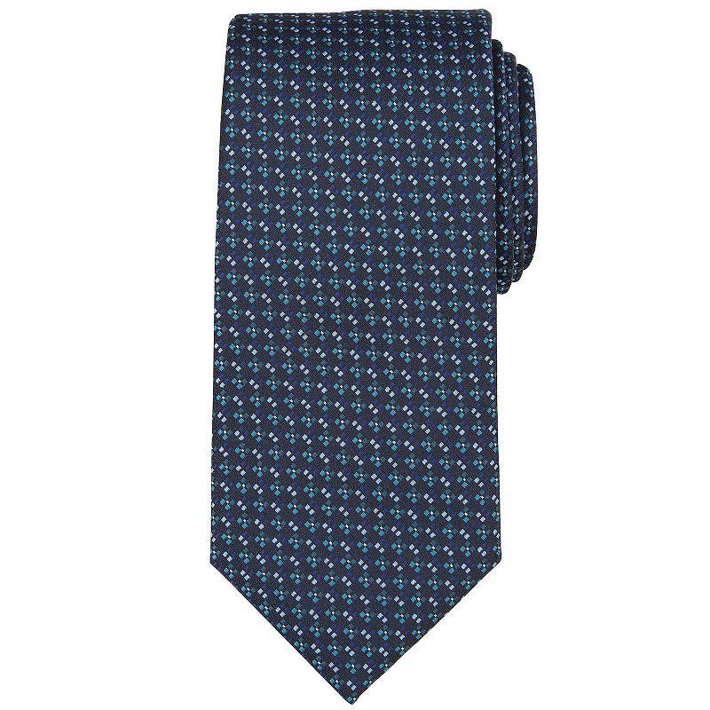 Mens Bespoke Geometric Tie, Blue Tabor Product Image