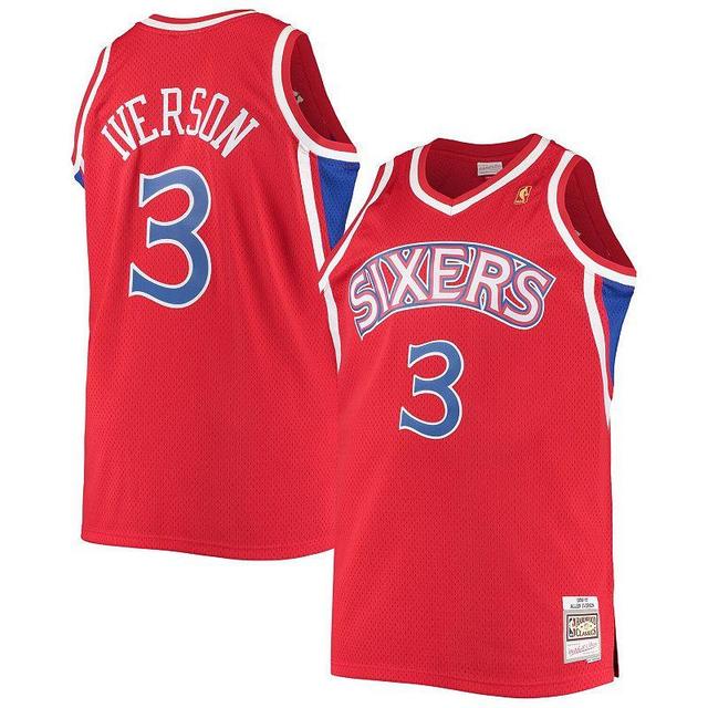 Mens Allen Iverson Red Philadelphia 76ers Big and Tall Hardwood Classics Swingman Player Jersey - Red Product Image