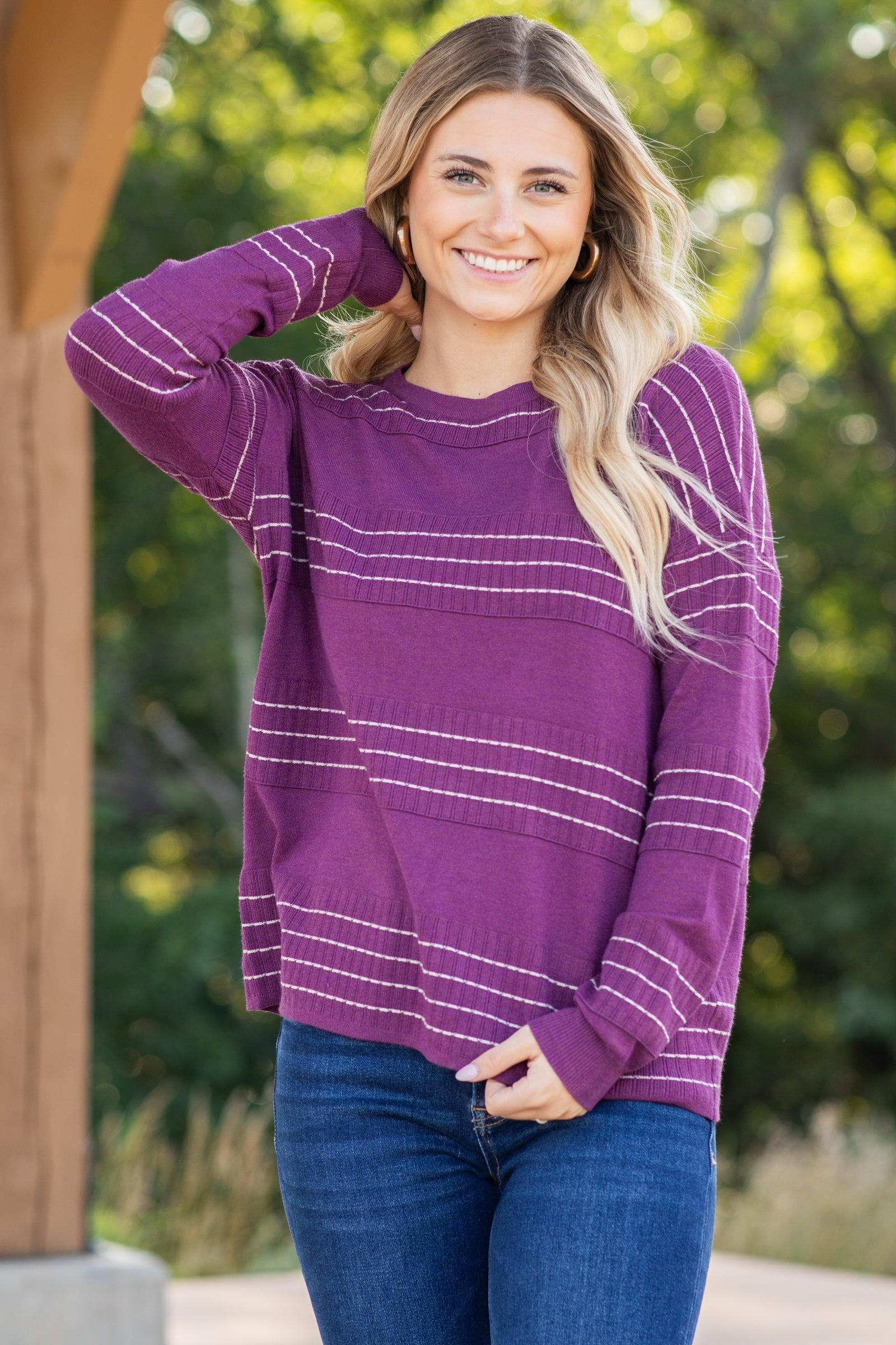 Stitch Stripe Sweater Knit Top Product Image